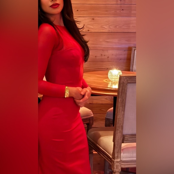 House of CB Darcy Scarlet plunge midi dress - Picture 5 of 5